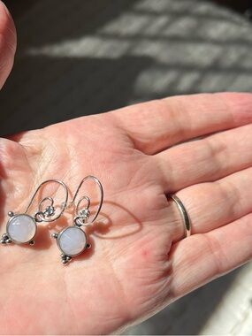 Pandora Chalcedony Sterling Silver Drop Earrings - Brand New